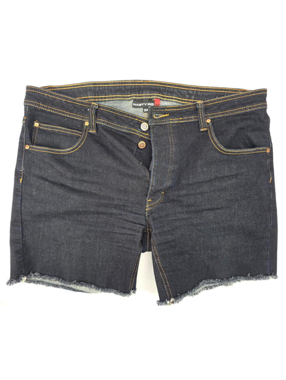 Nasty Pig Mens Denim Shorts Size 36 Dark Wash Raw Hem Cut Off Jean Shorts